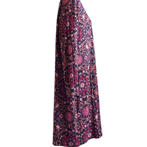 GUC J.Jill Dress Multicolor Floral Relaxed BabyDoll Drape Long Sleeve Boho - Picture 4 of 13